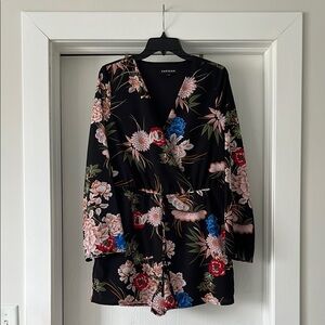Black/Floral Wrap Romper